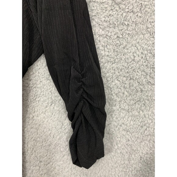 TANJAY Large (L) Black Stretch Open Front Jacket Coat Shawl Cinched Sleeves - Picture 4 of 9